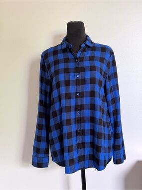 Banana Republic Blue and Black Buffalo Plaid Shirt